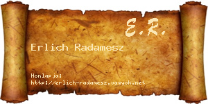 Erlich Radamesz névjegykártya